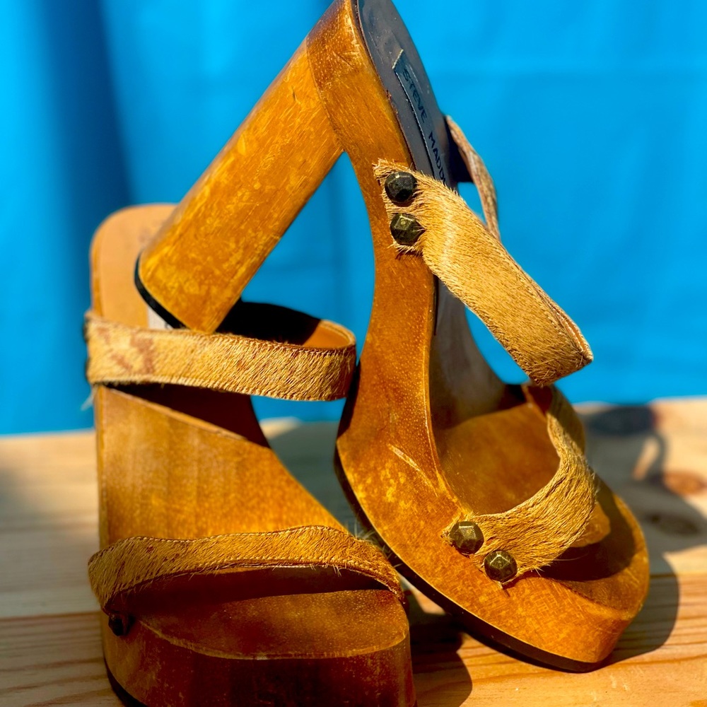 VINTAGE STEVE MADDEN WODDEN SANDALS SIZE. 6 - Picture 14 of 16